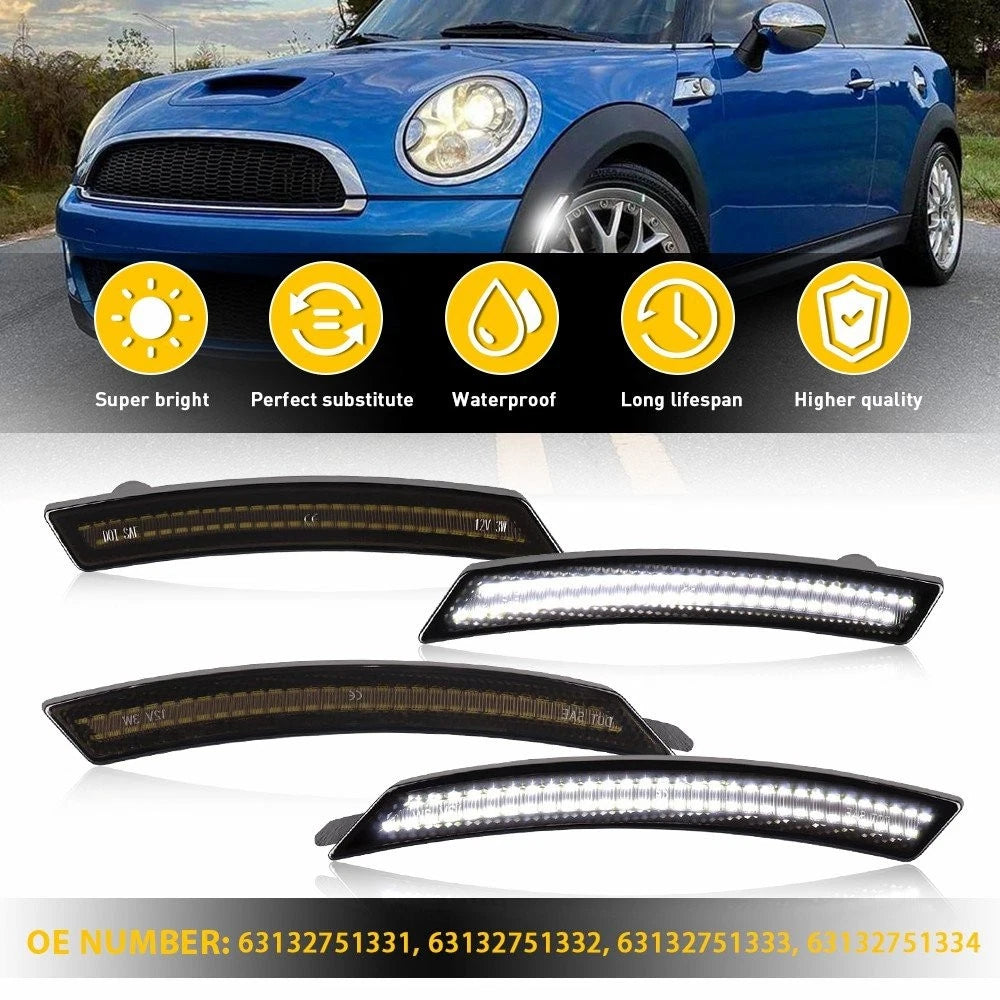 White Front Fender Side Marker Lights for MINI Cooper R55 R56 R57 R58 (2007–2016)