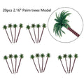 20pcs Coconut Palm Trees for Train Railroad Diorama Decor