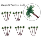 20pcs Coconut Palm Trees for Train Railroad Diorama Decor