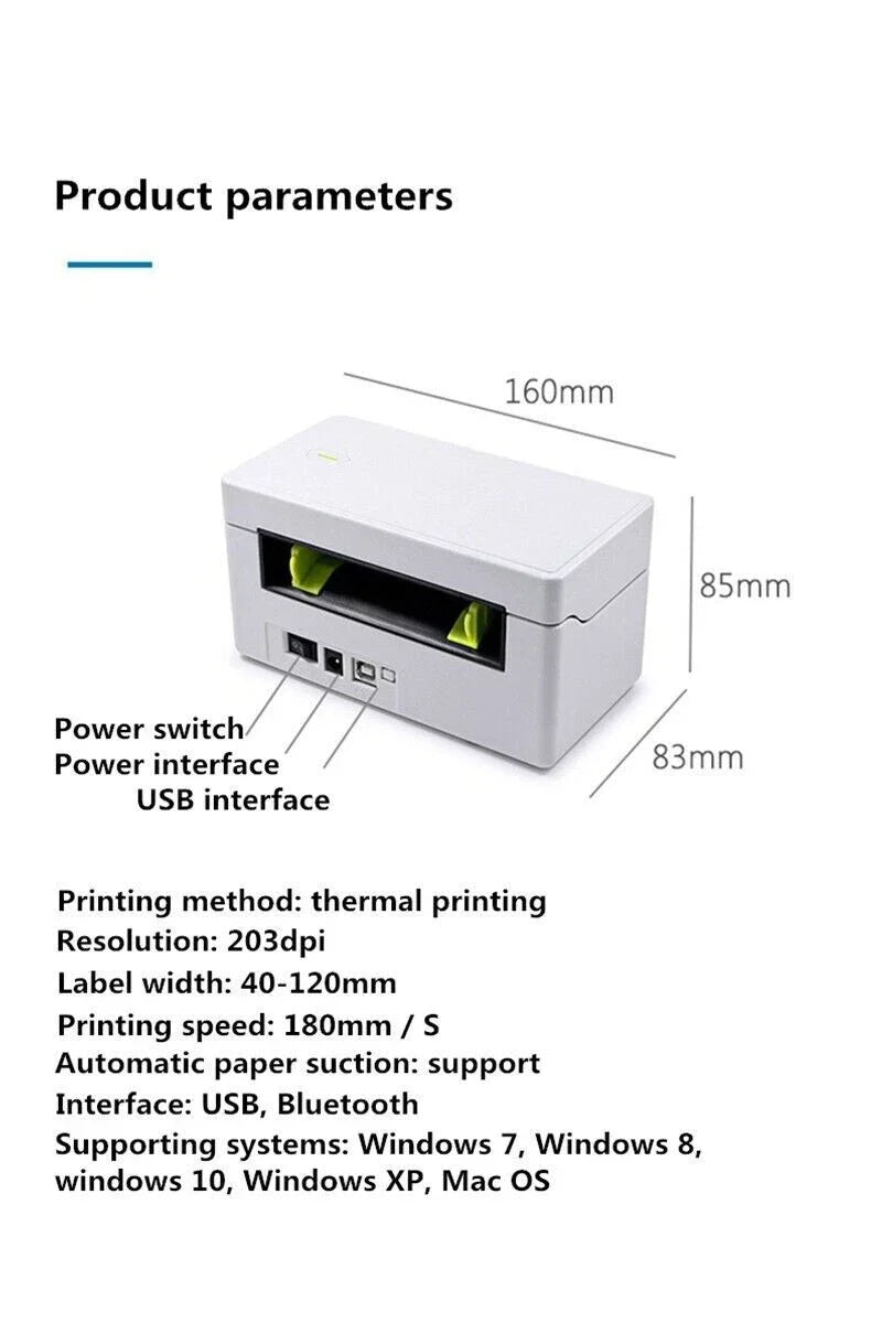 Bluetooth Thermal Printer Label Stickers 40-120mm for Addressing