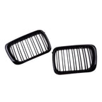 Gloss Black Double Line Front Kidney Grills for BMW E36 M3 (1996-1999)