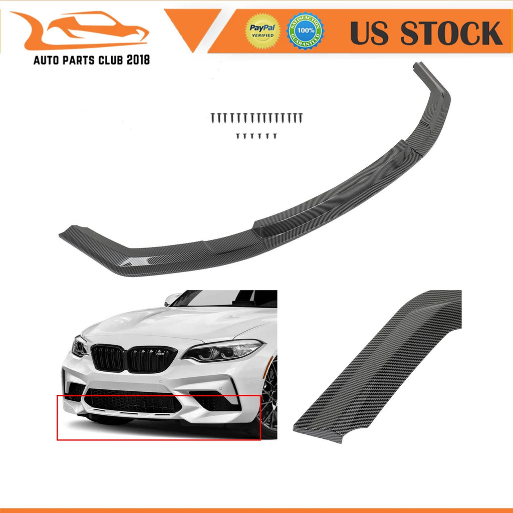 Front Bumper Lip Spoiler for BMW F87 M2 (2016–2020) Glossy Carbon Look