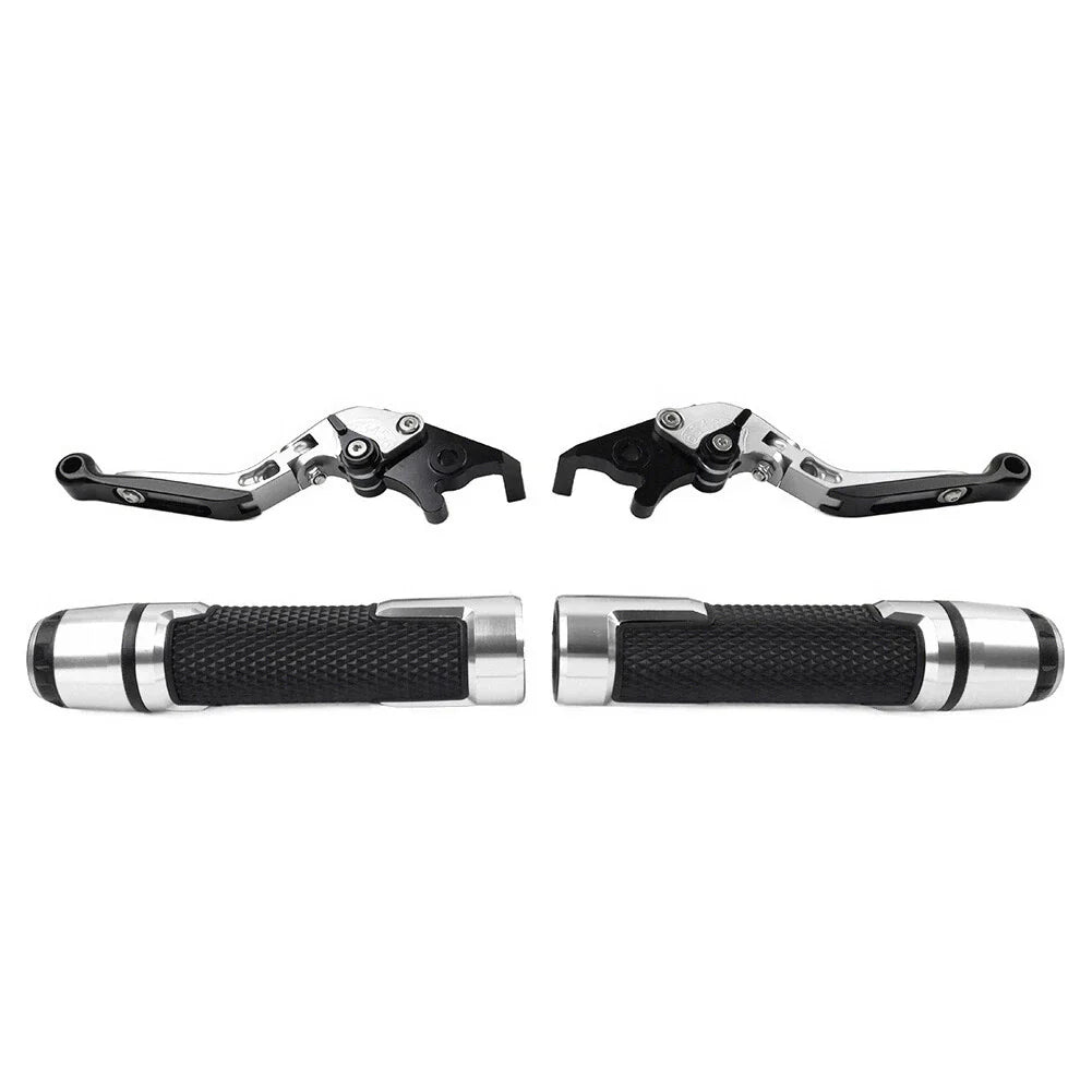 Silver Extendable Brake Clutch Levers Grip Set for Kawasaki ZX10R (2016-2023)