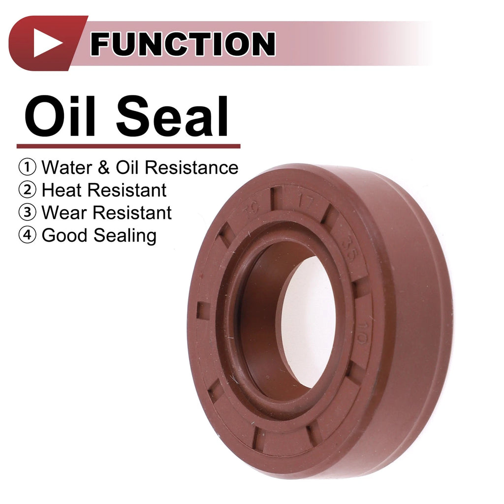 2X Oil Seal Rotary Shaft Seal FKM Rubber 17x35x10mm for Various Models