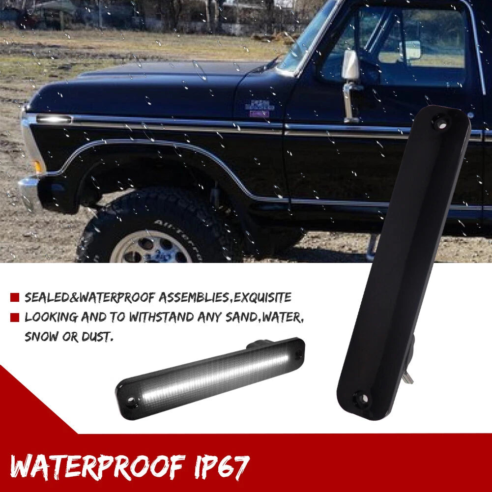 2X Smoked White LED Front Side Marker Lights for Ford Bronco