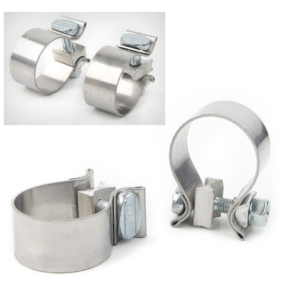 2X 1.75 Inch Stainless Steel Exhaust Clamp for Harley (Universal)