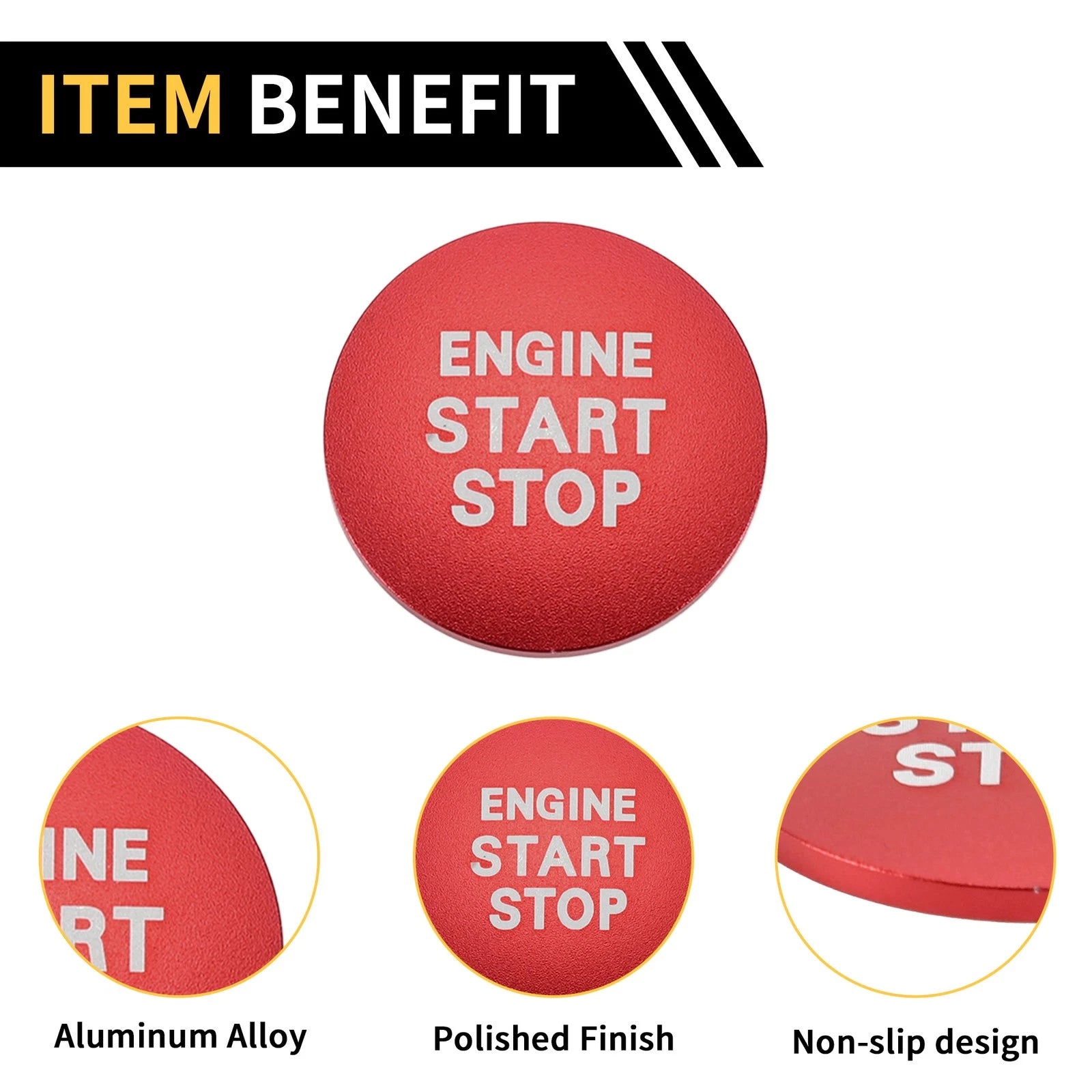 Engine Start Stop Button Switch Knob Cover for Toyota Tacoma (2016–2023) Red