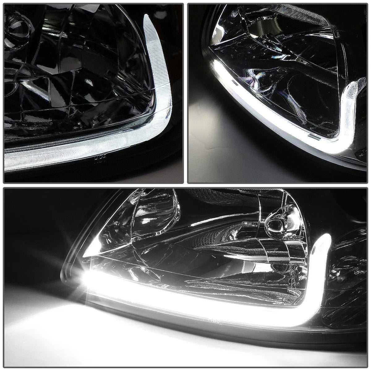 LED DRL Tube Chrome/Amber Side Headlights for Ford Mustang (1999–2004)