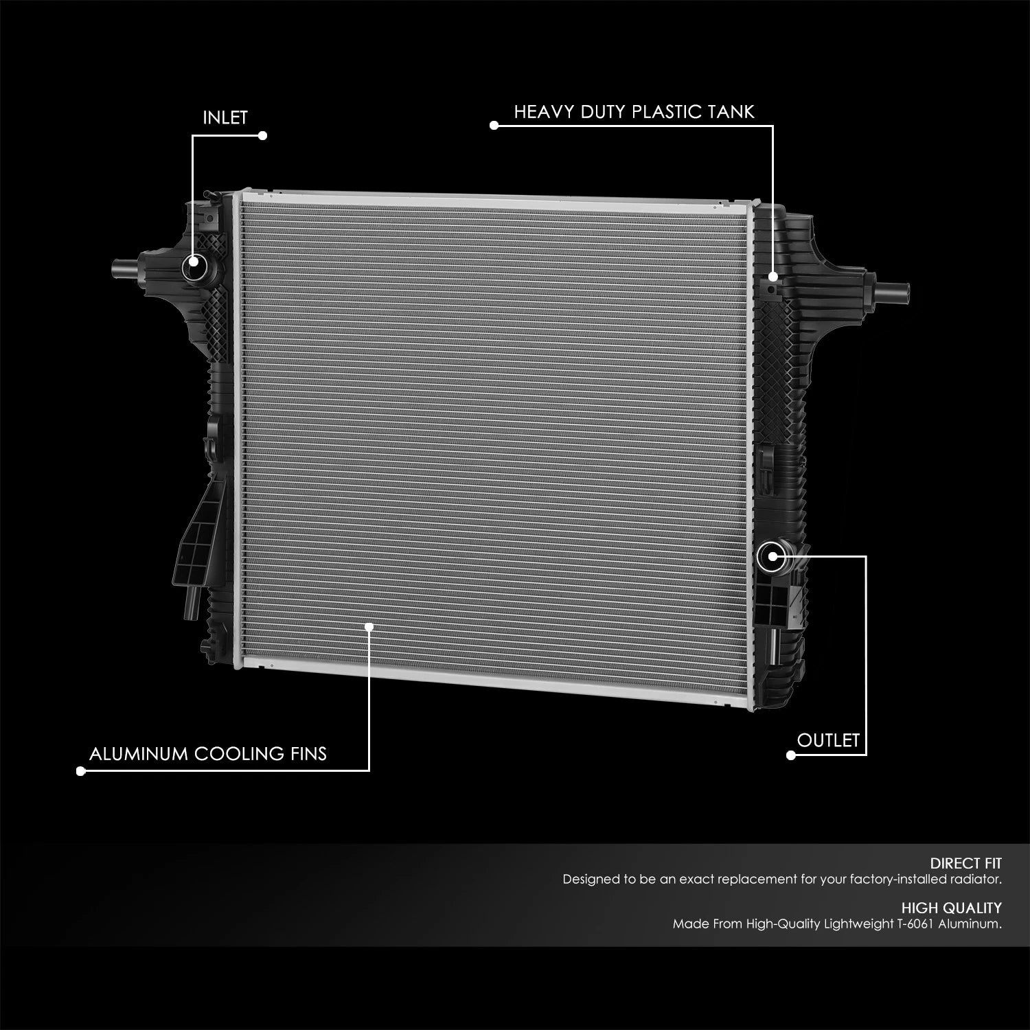 1 Row Aluminum Radiator DPI13849 for Ford F250 F350 F450 F550 (2017–2024)