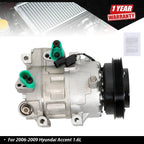 AC Compressor for Hyundai Accent (2006–2009) 1.6L L4
