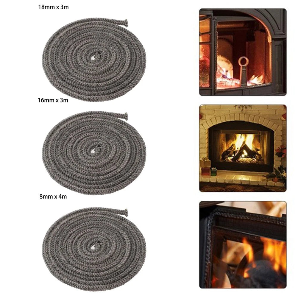 Fireproof Gasket Cord Set of 3 (8mm, 16mm, 18mm) for Fireplace