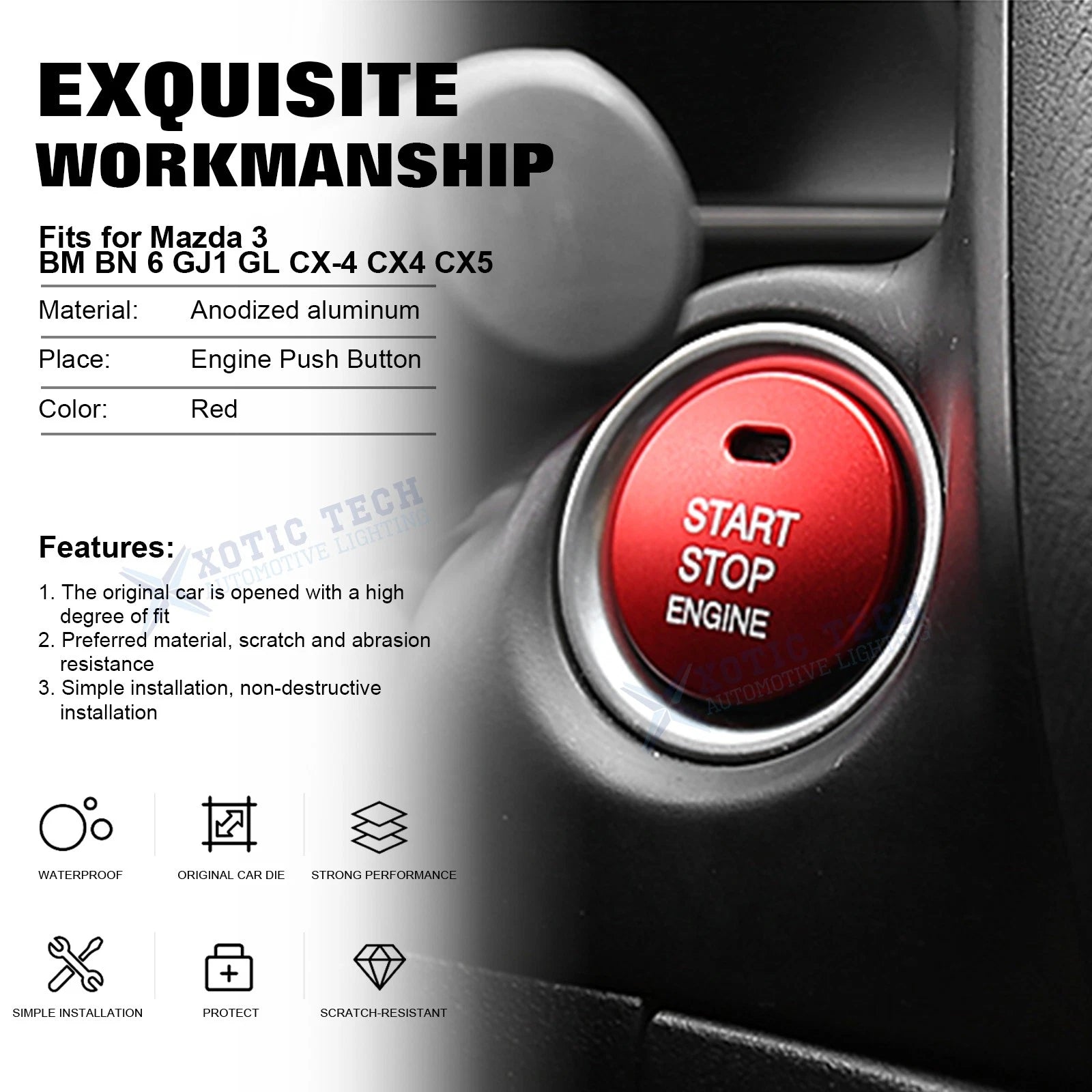 Keyless Push Start Button Cover for Hyundai Sonata Elantra (2011-2024)