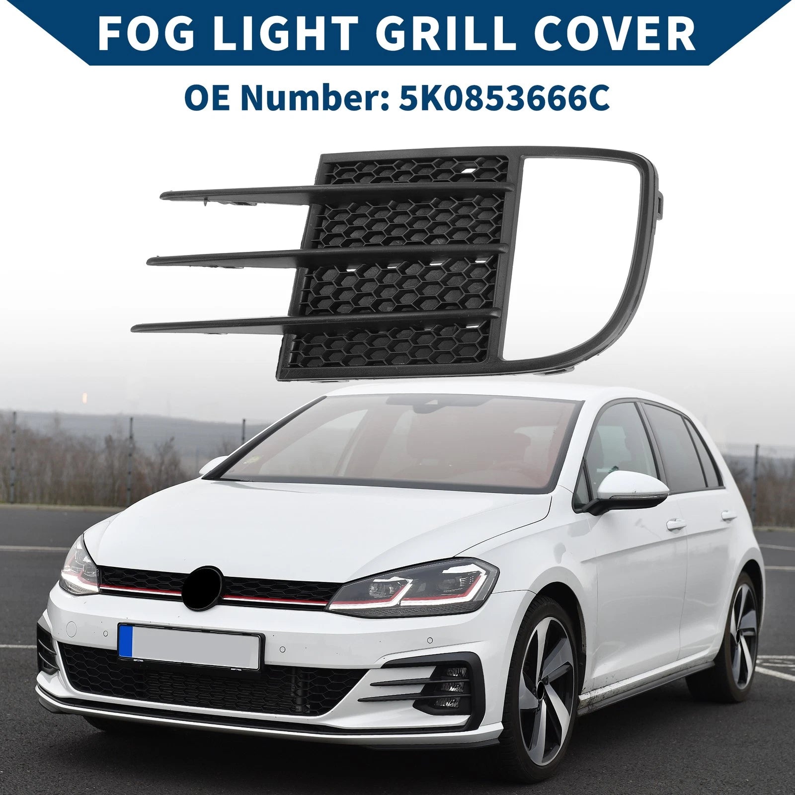 1pc Fog Light Grill for Volkswagen GTI (2010–2014) No. 5K0853666C