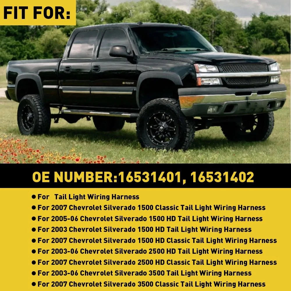 Tail Light Lamps Wiring Harness Pair for Chevy Silverado