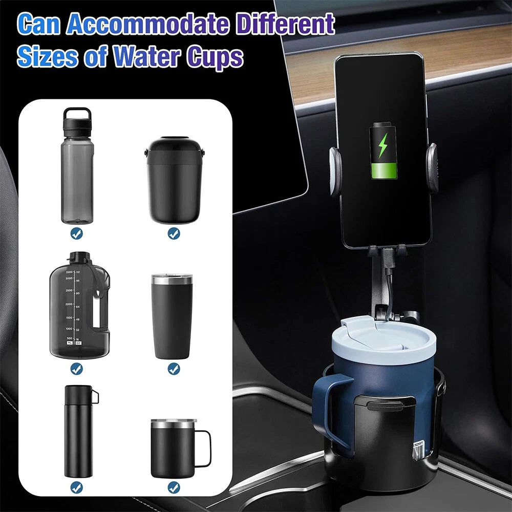 Adjustable 360° Wireless Car Charger Cup Holder for Smartphones