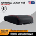 Leather Console Armrest Cover for Chevrolet Colorado (1995–2005) Red Stitch