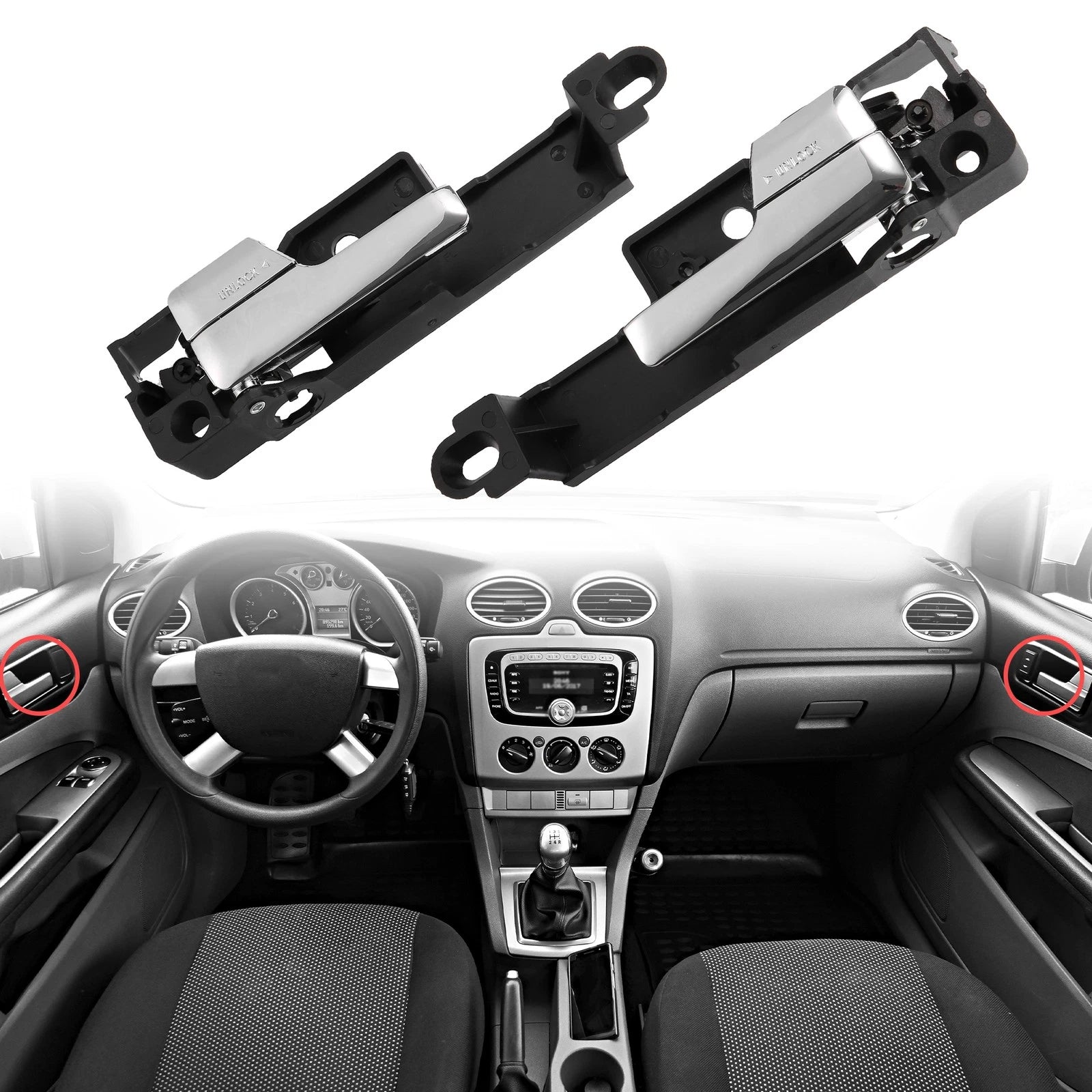 1 Pair Interior Door Handle for Ford Fusion (2006–2012) 6E5Z5422600-AA