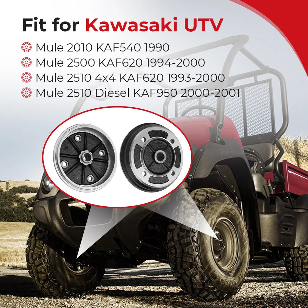2 Front Wheel Brake Drum Hub for Kawasaki Mule KAF620 KAF950 (1993–2001)