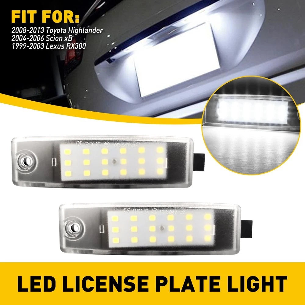 LED License Plate Light Set of 2 for Toyota Highlander/xB/R (2008–2013)
