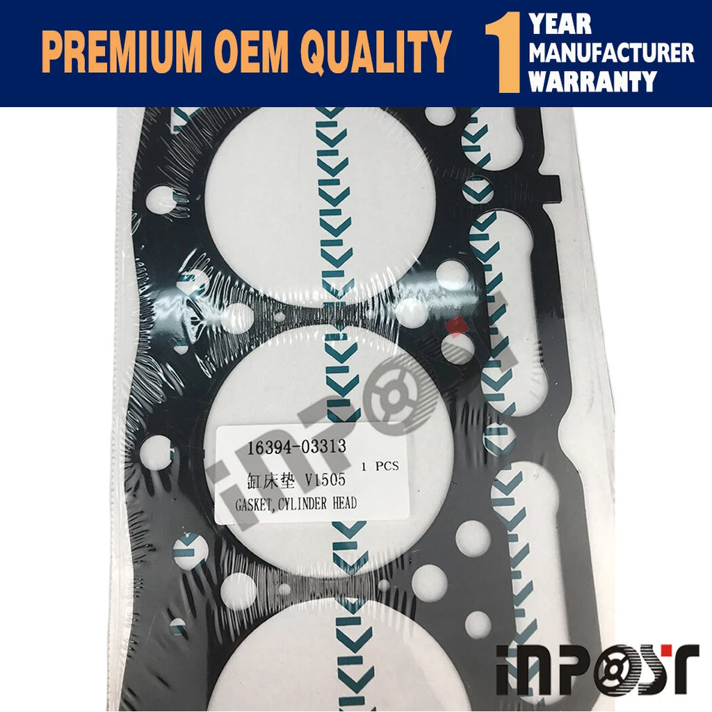 V1505 Cylinder Head Gasket for Kubota KX71-3 KX71-3S (2000–2005) 16394-03310