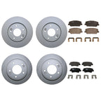 Front & Rear Brake Kit Disc Rotors & TRW Pro Low-Metallic Pads for Hyundai Kia (FWD)
