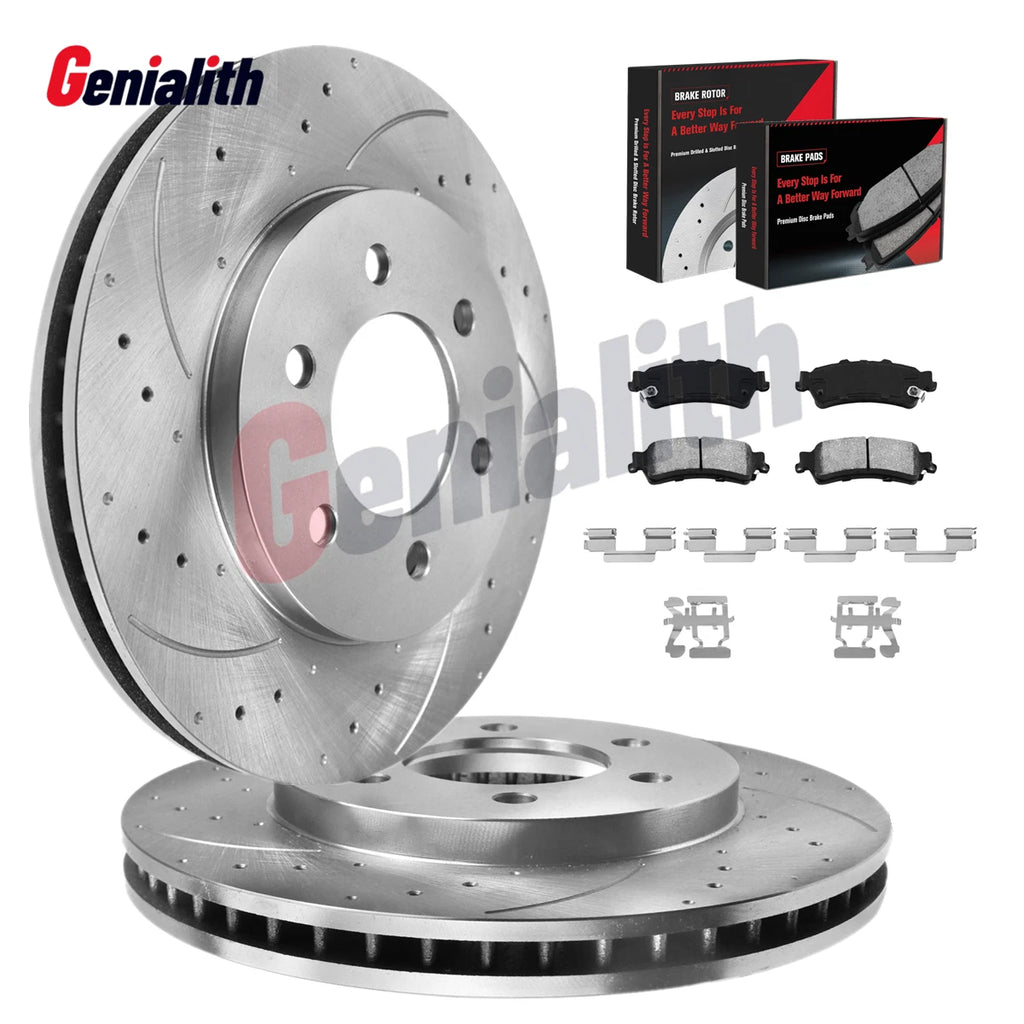 325mm Rear Drilled Rotors Brake Pads for Chevy GMC Sierra Silverado (2007–2018)