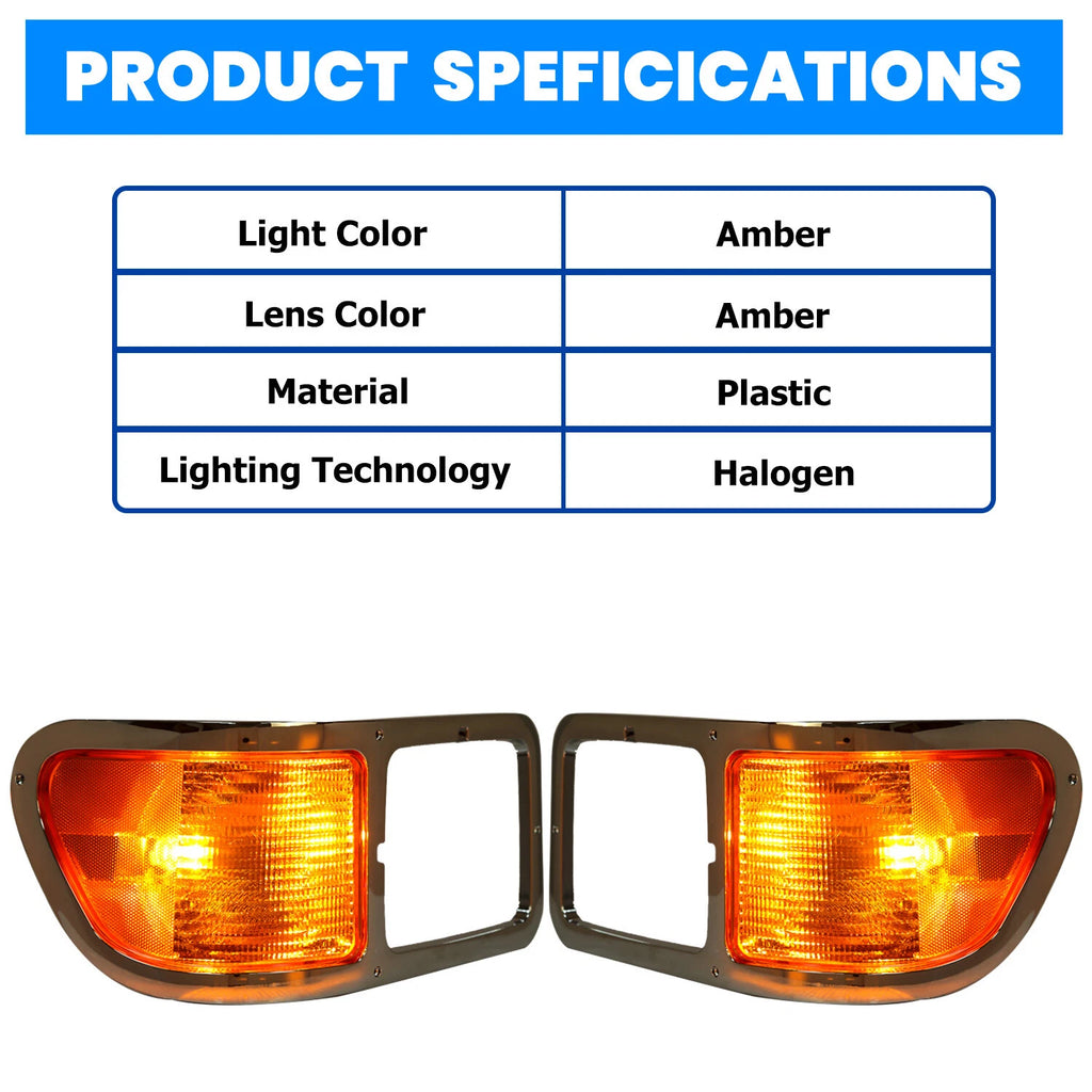Pair Headlight Bezel Trim for Ford F650 F750 (2000–2015) W/Bulbs