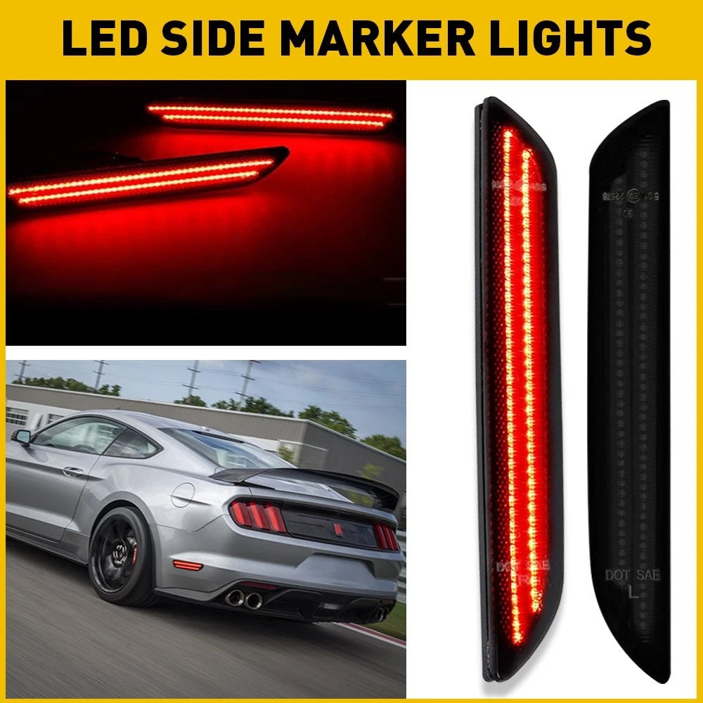 Rear Side LED Marker Lights for Ford Mustang (2015–2022) - Smoked Tint