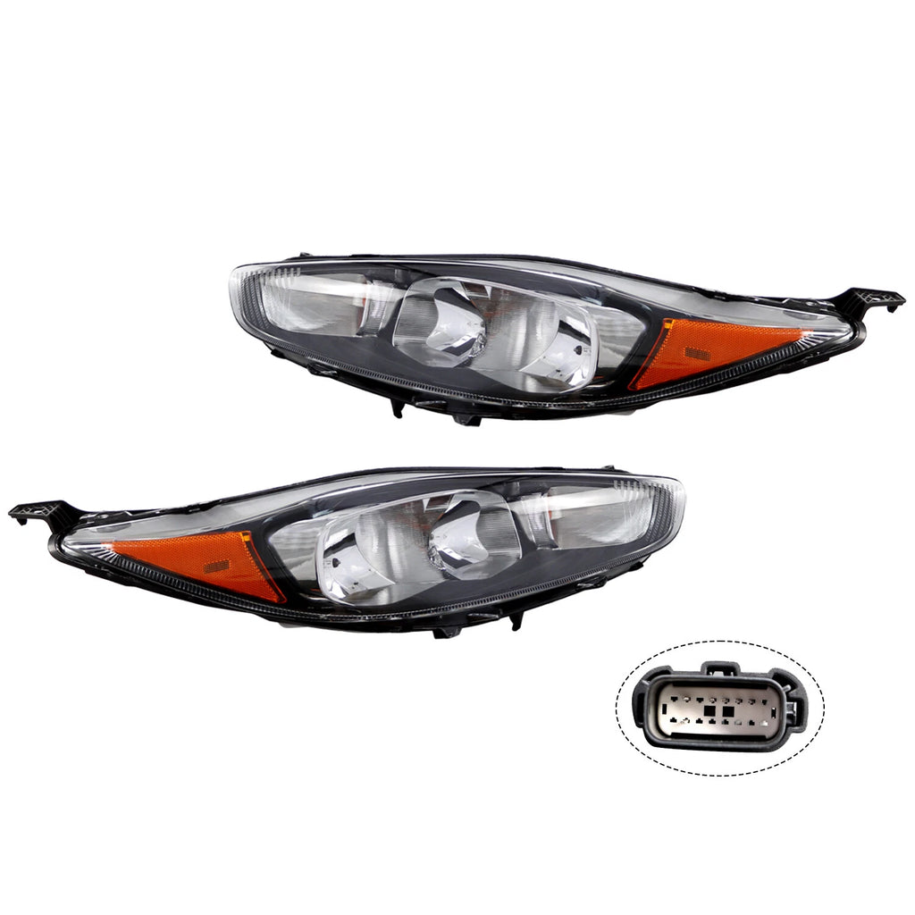 Headlight Pair for Ford Fiesta (2014–2019) - Left + Right - Black