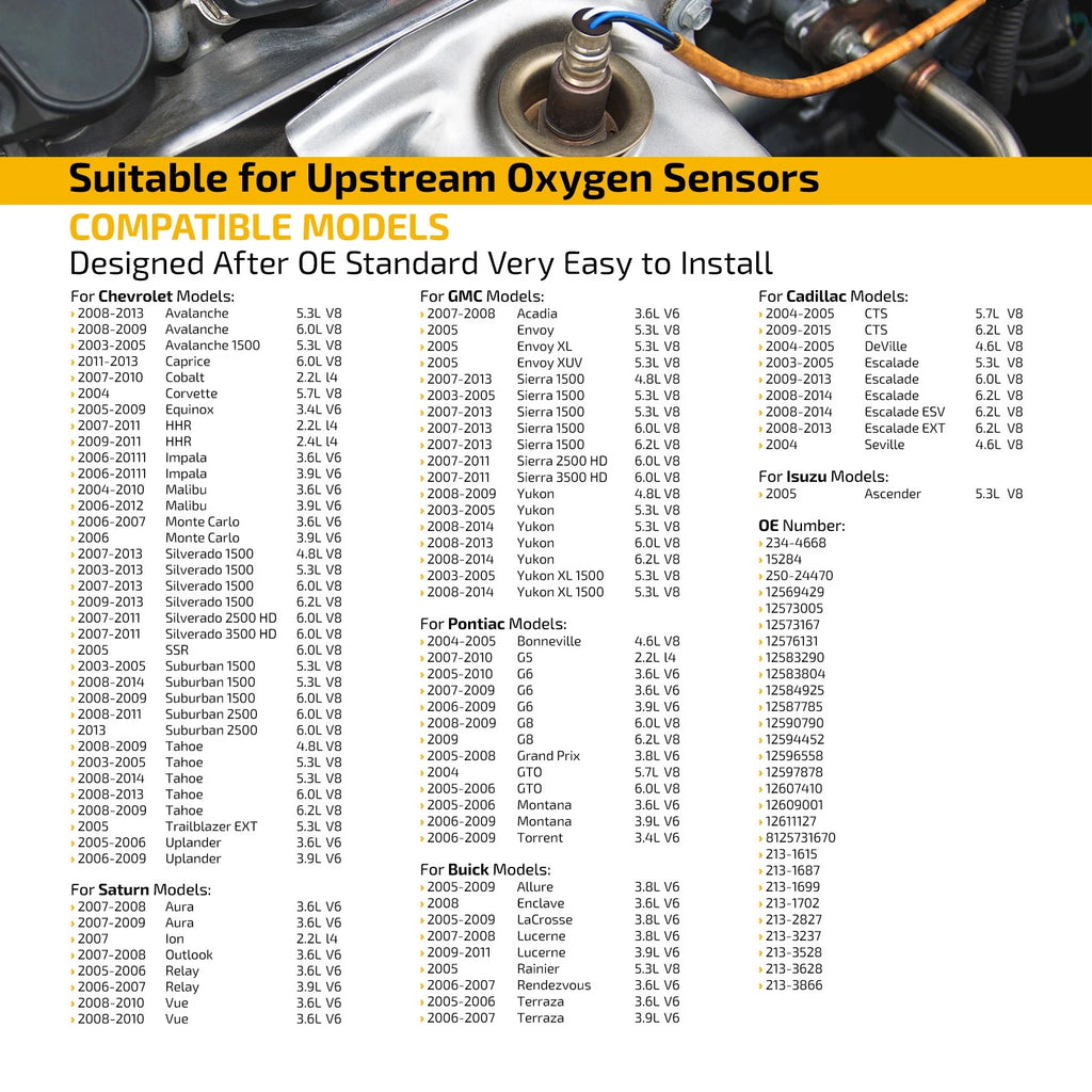 2X Oxygen O2 Sensors Upstream for Saturn Outlook GMC Acadia (2007–2008)