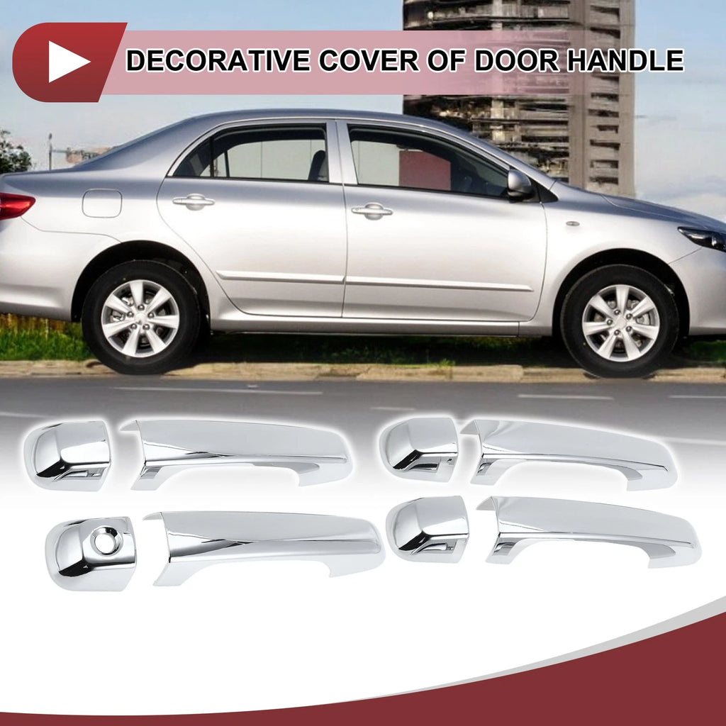 Set of 4 Car Door Handle Covers for Toyota Land Cruiser Prado  Silver Tone