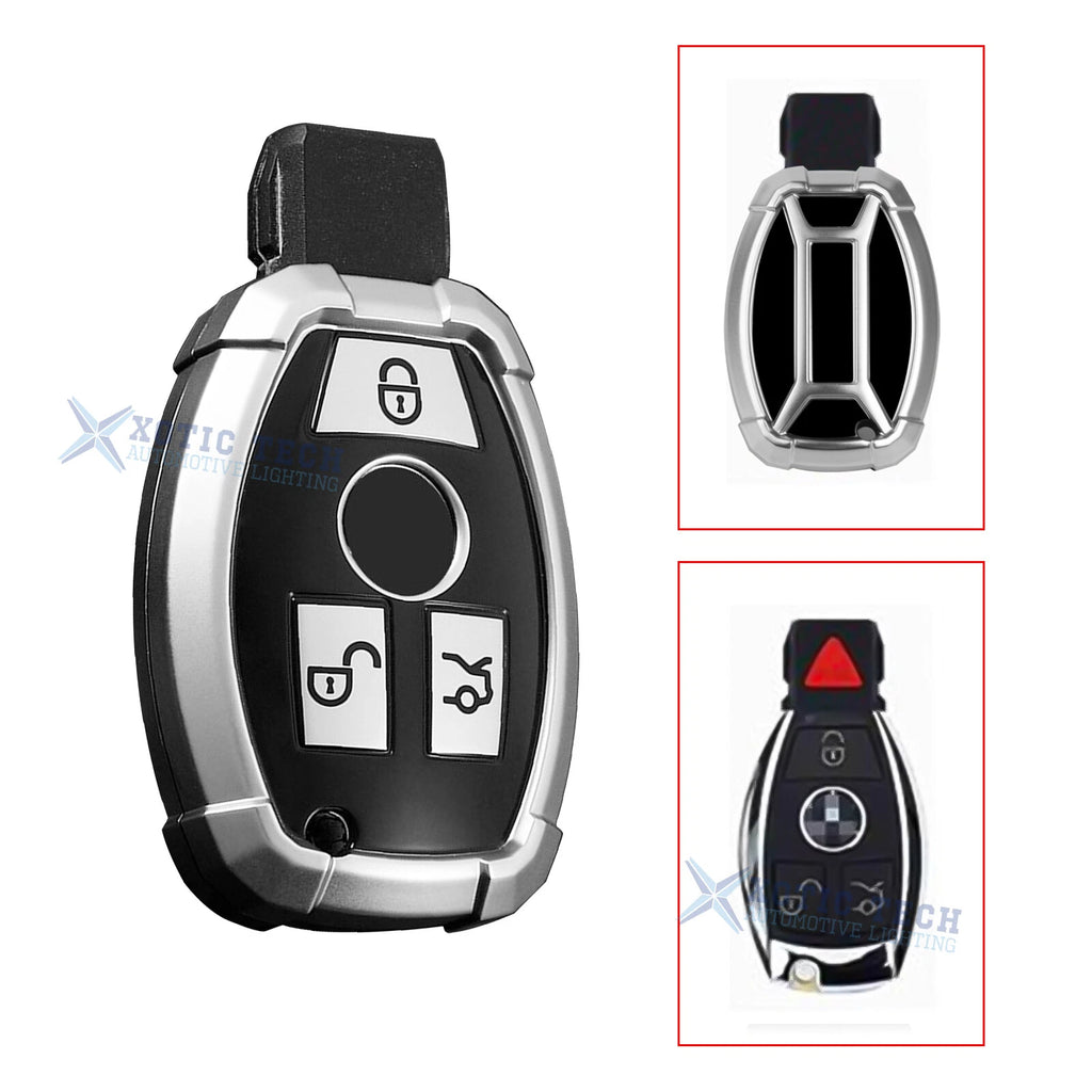 Full Seal Armor TPU Silver Remote Key Fob Shell for Mercedes-Benz (2012–2015)