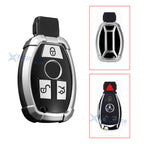 Full Seal Armor TPU Silver Remote Key Fob Shell for Mercedes-Benz (2012–2015)
