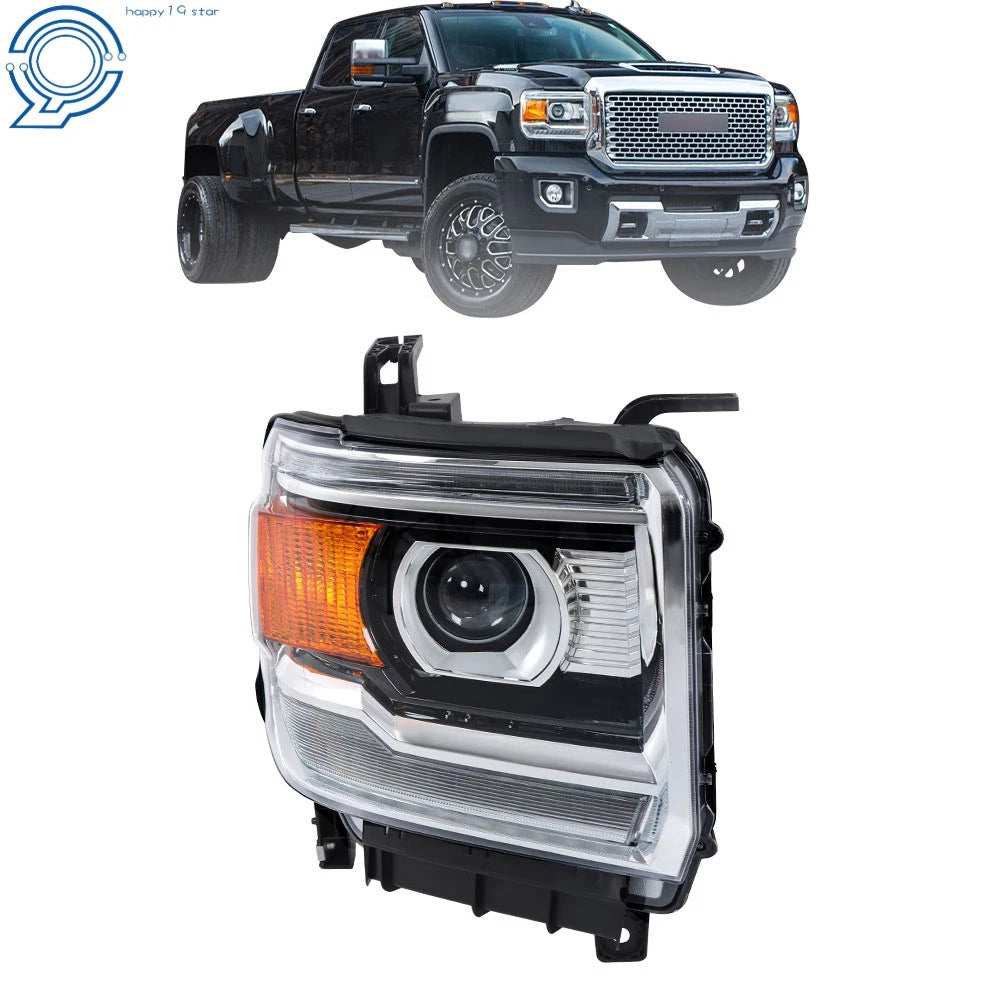 Chrome HID Headlight with LED DRL for GMC Sierra 2500HD/3500HD (2016–2019)