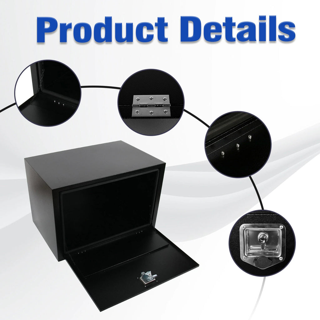 Tool Box for Pickup Truck (36"x24"x24") - Black Steel with Lock & Key