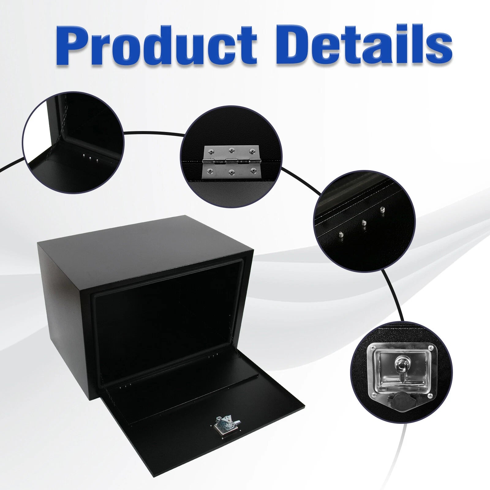 Tool Box for Pickup Truck (36"x24"x24") - Black Steel with Lock & Key