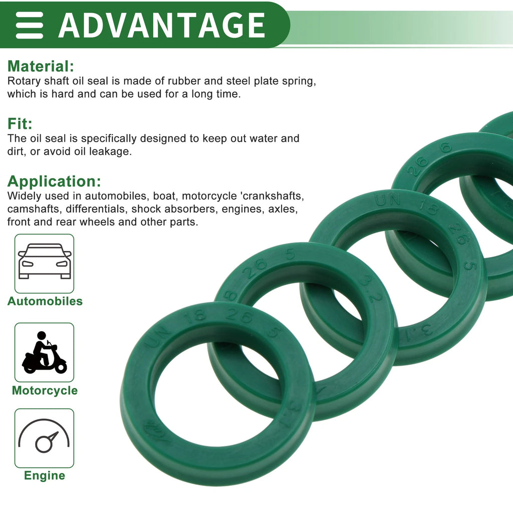 Set of 5 Oil Seal Ring 18x26x5mm for Rotary Shaft (High Pressure)