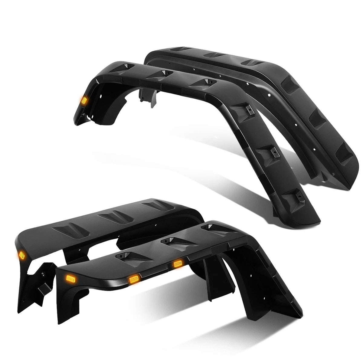 Set of 4 Pocket-Riveted LED Wheel Fender Flares for Jeep Wrangler JK (2007–2018)