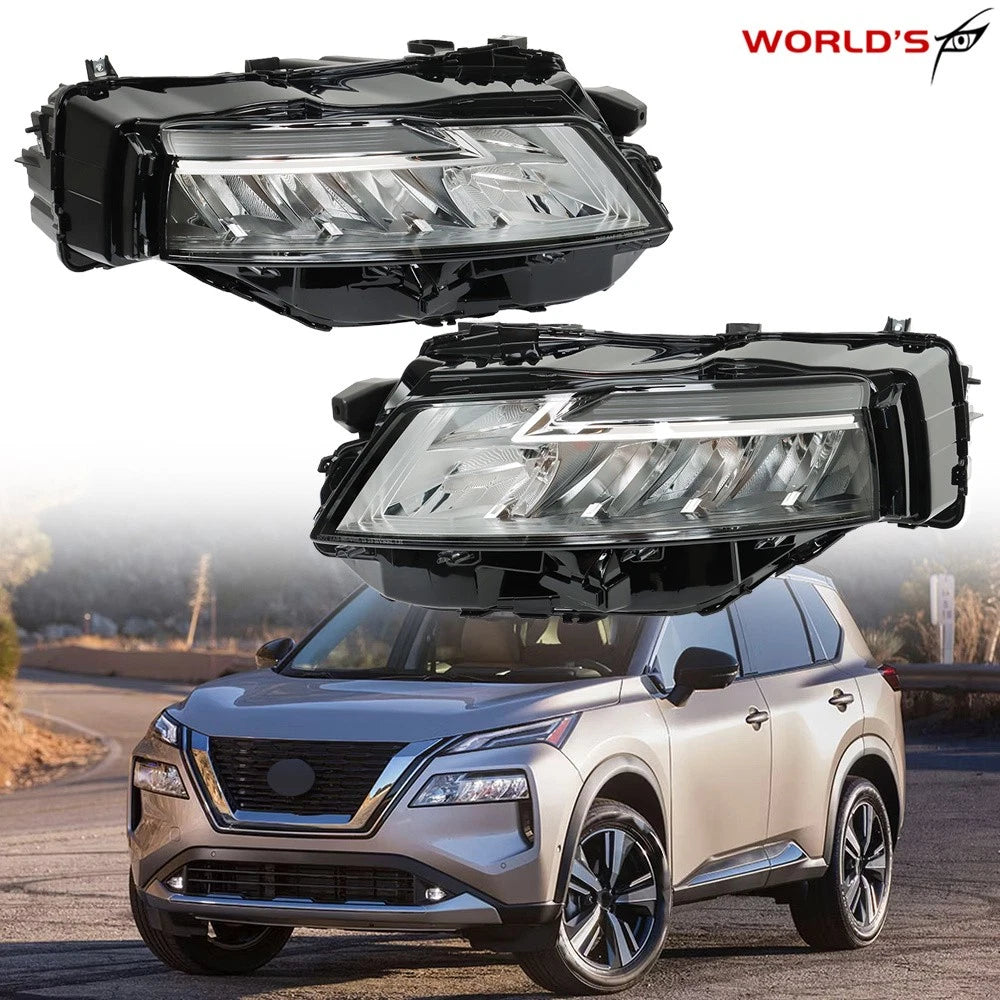 Set of 2 Chrome LED Headlights for Nissan Rogue SL/SV (2021–2023)