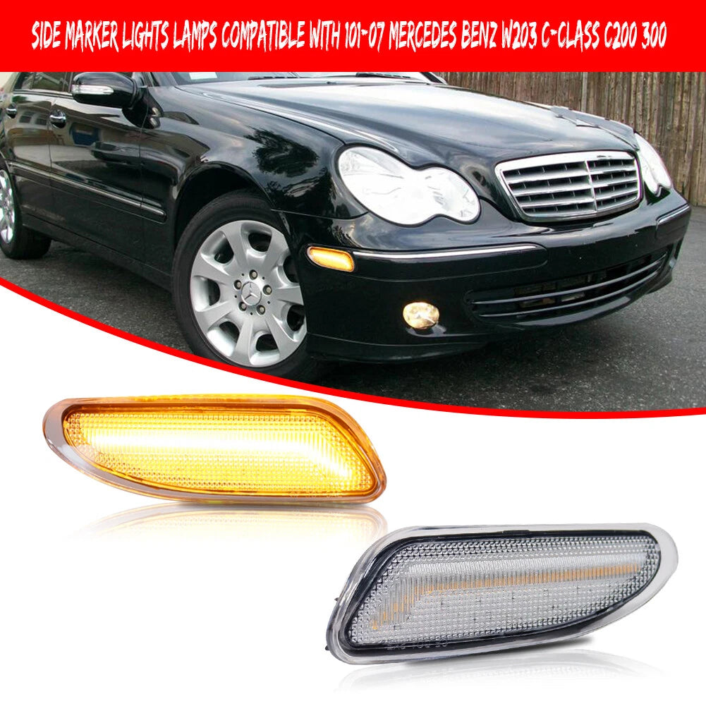 Clear Lens Amber Side Marker Lights for Mercedes W203 C230 C240 C280 C320