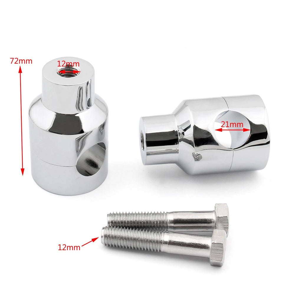 Handle Bar Riser Mounting Clamps for Motorcycle Bike 7/8" Chrome