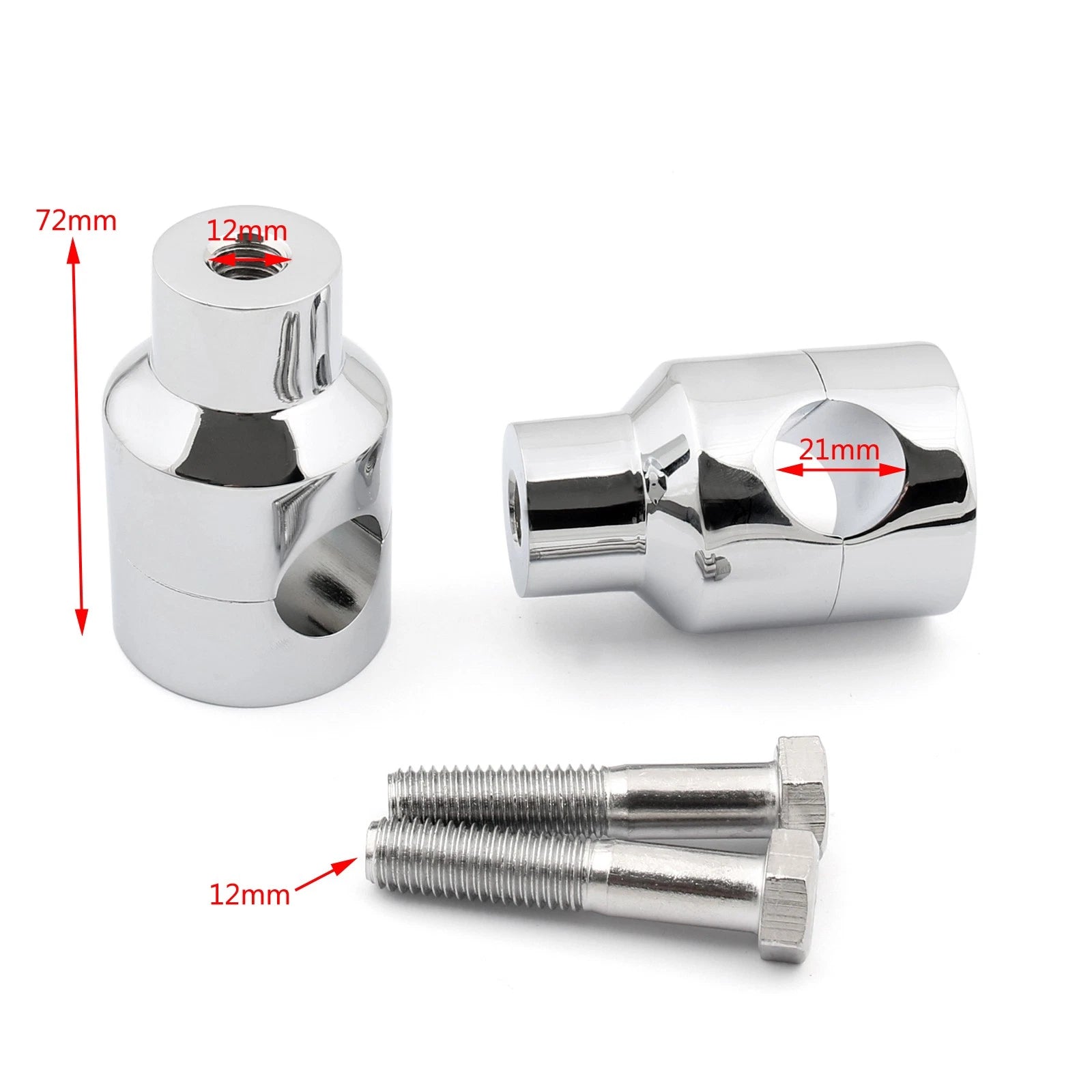 Handle Bar Riser Mounting Clamps for Motorcycle Bike 7/8" Chrome