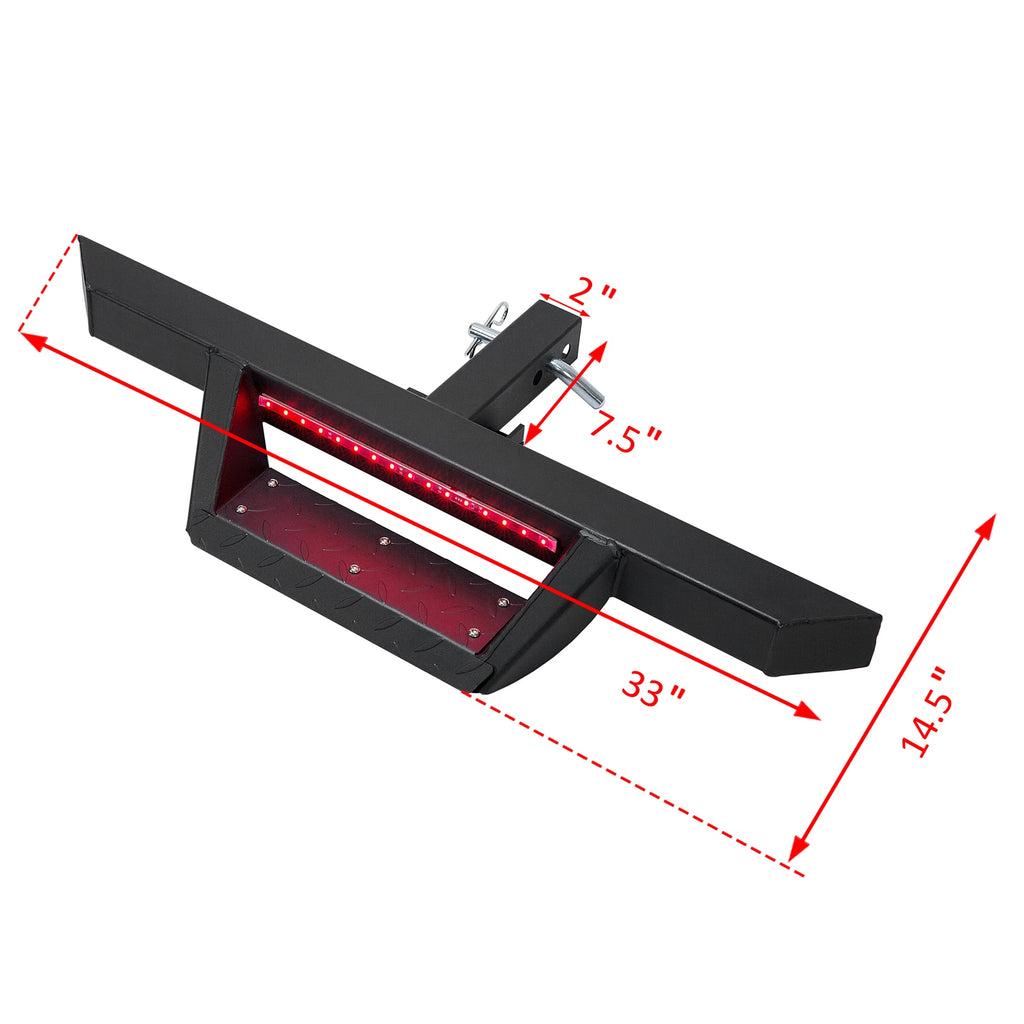 Tow Trailer Receiver Hitch Step Bar Bumper Guard with LED for Make Model