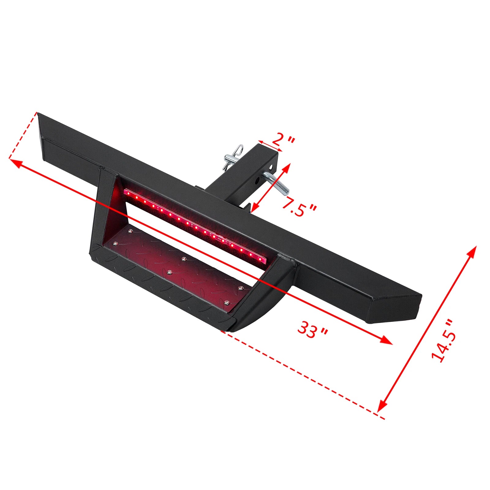 Tow Trailer Receiver Hitch Step Bar Bumper Guard with LED for Make Model