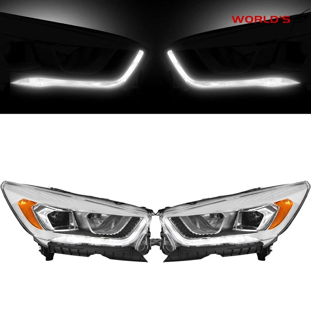 Halogen Headlights for Ford Escape (2017–2019) Chrome with LED DRL Left & Right