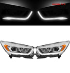 Halogen Headlights for Ford Escape (2017–2019) Chrome with LED DRL Left & Right
