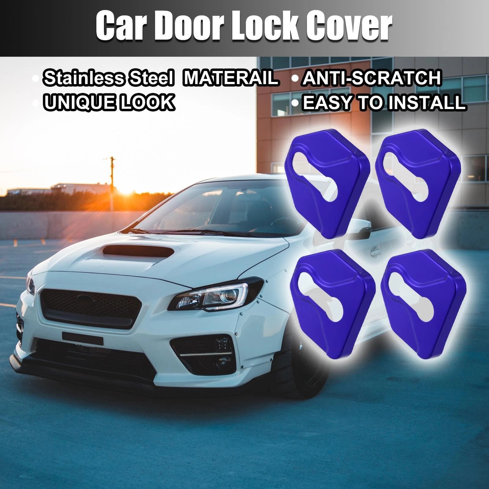 Set of 4 Stainless Steel Door Lock Latch Covers for Subaru 