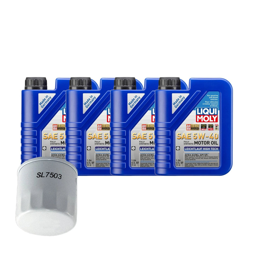 Set of 4 Liqui Moly Leichtlauf High Tech 5W-40 Oil Change Kit for Audi Jetta (2011–2018)