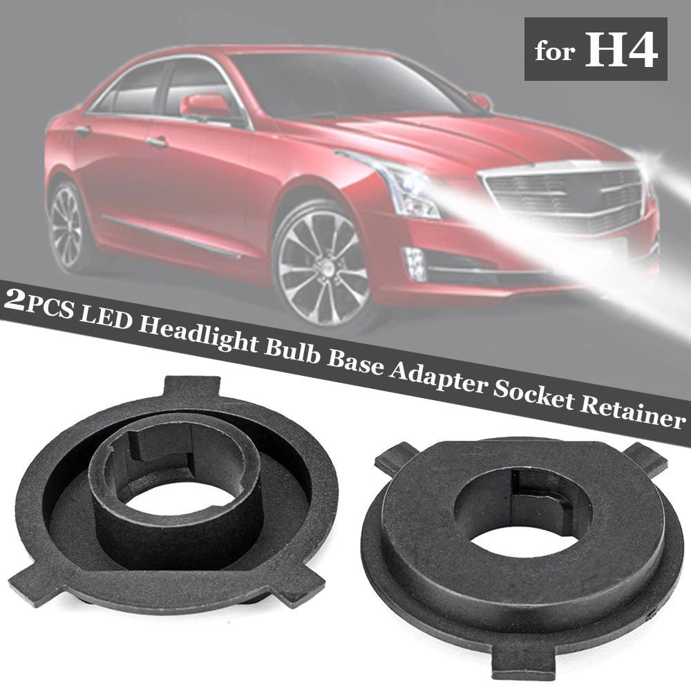 2X Black Headlight Bulb Base Adapter Socket Retainer for LED H4