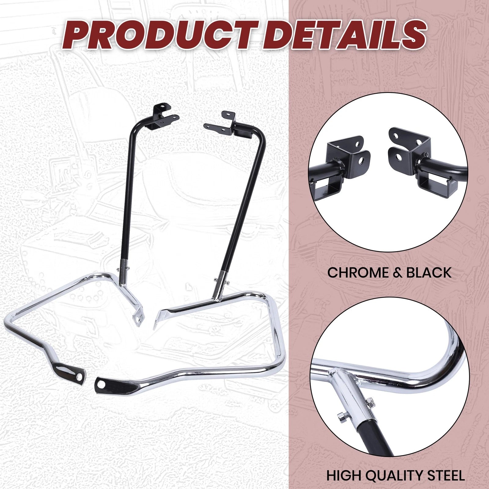 Saddlebag Bracket Guard Crash Bars for Harley Touring (2014–2023)